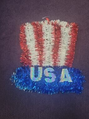 Patriotic Wall Hanging USA Hat 12” NIB 269I holiday deco